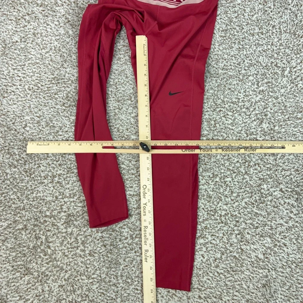 Nike Pro Leggings Women Small Red Gym Training Dri-FIT Mesh 7/8 Tights Pants Gym